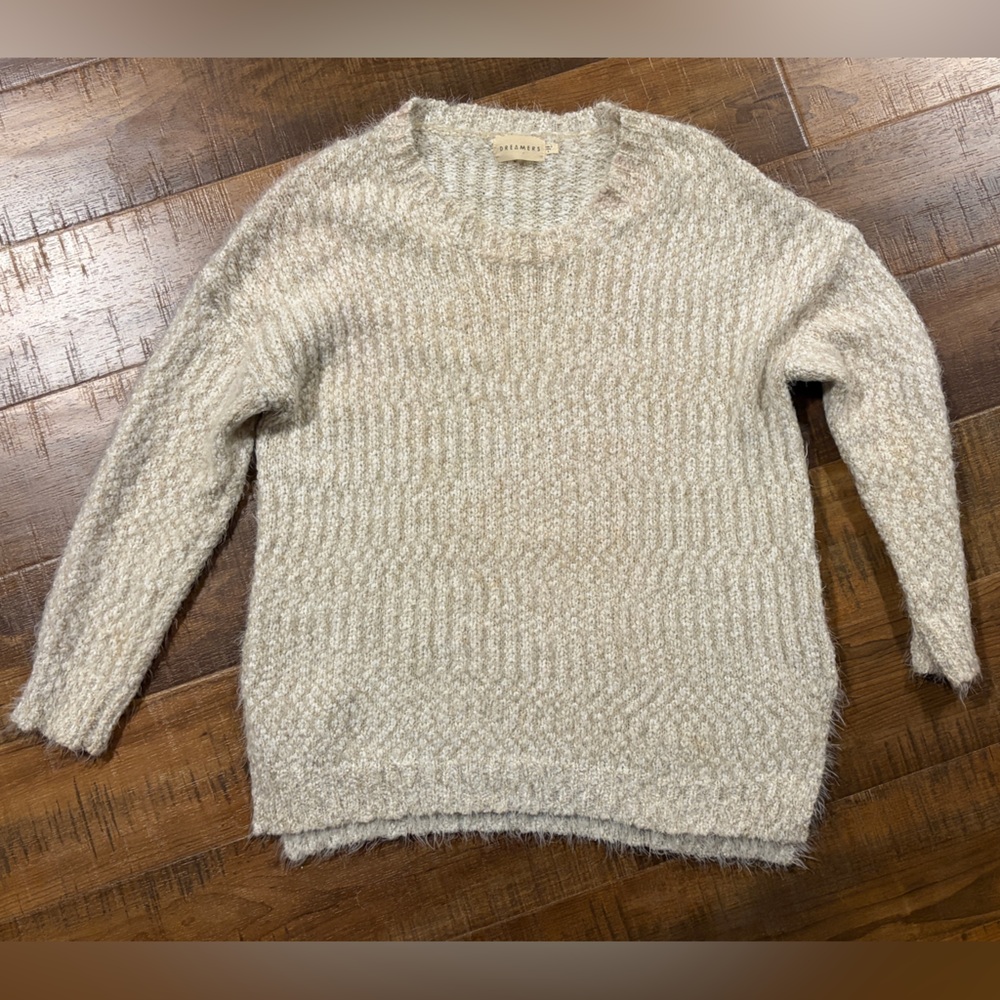 Soft Cream and White Sweater